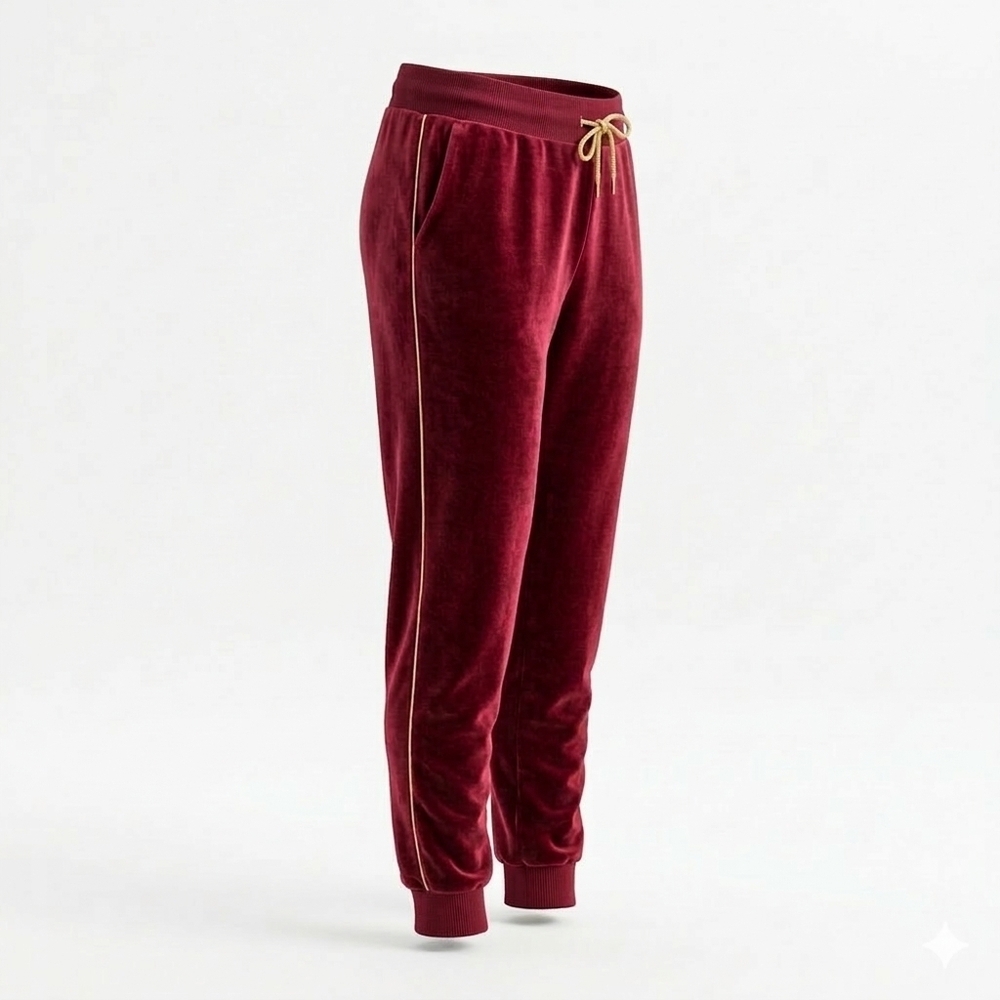 Nike Women’s Sportswear Velour Heritage Joggers Burgandy Red/Gold Womens Medium - Picture 3 of 8